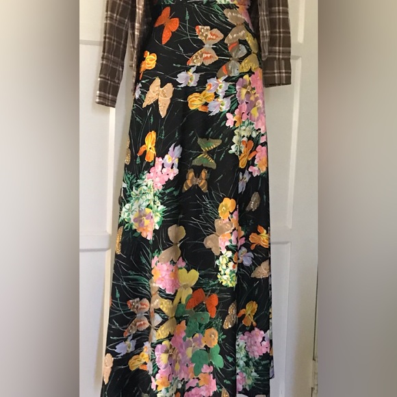 WOW MCM maxi butterfly bright print skirt primary colors BoHo, Garden party - Picture 6 of 10